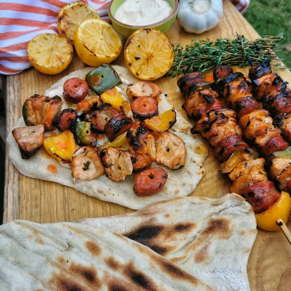 chicken and chorizo kebabs