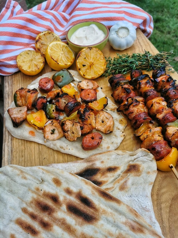 chicken and chorizo kebabs